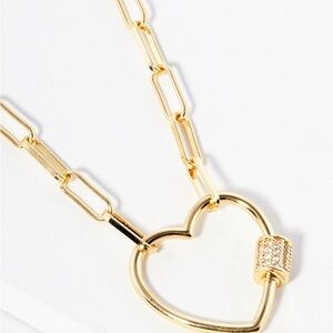 Heart Paper Clip Chain Necklace 18k Gold Dipped